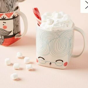 Anthropologie Krafty K Design Friendly Face Mug - Blue Haired Granny